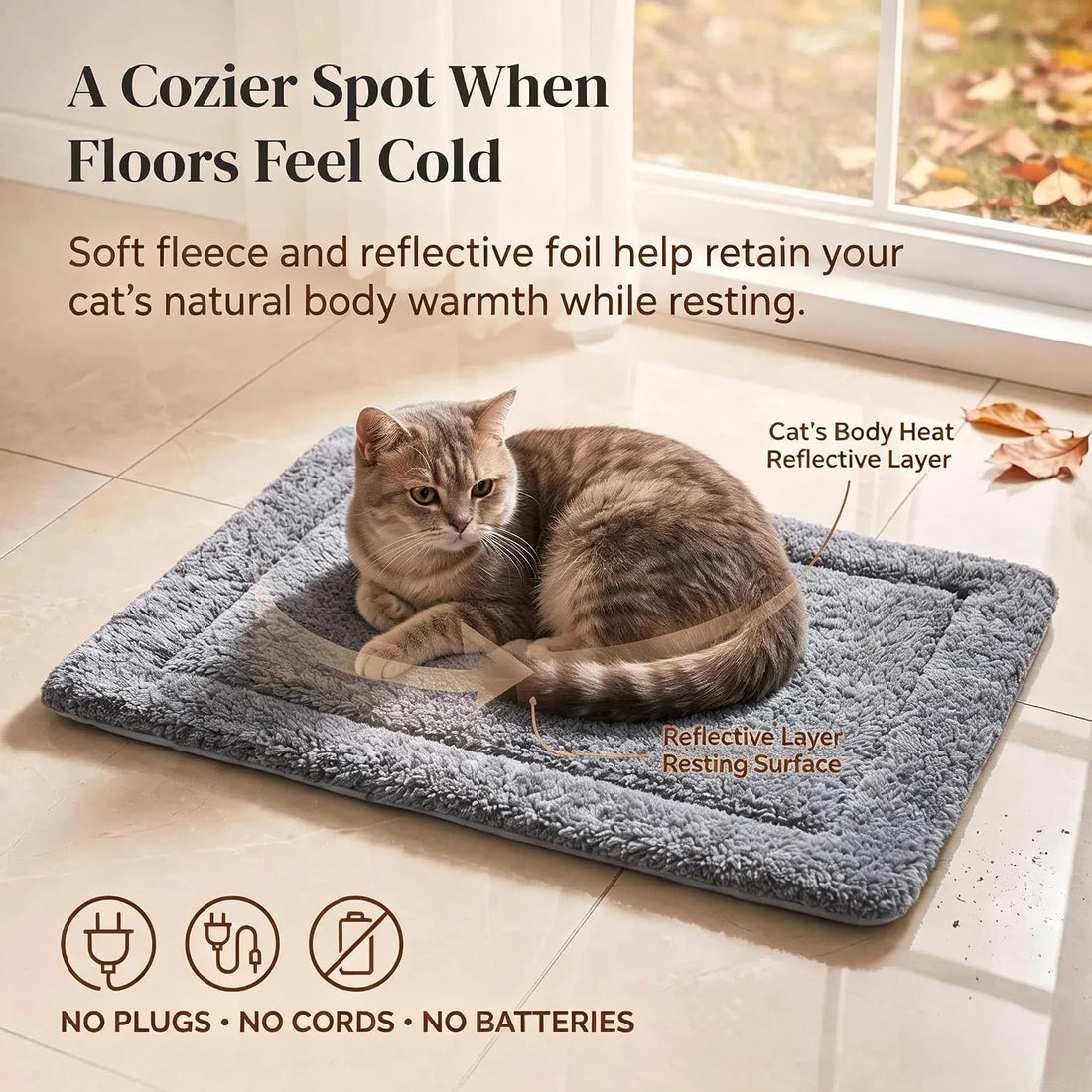 Reversible Cat Bed Mat, Cool-Touch Ice Silk & Self-Warming Fleece