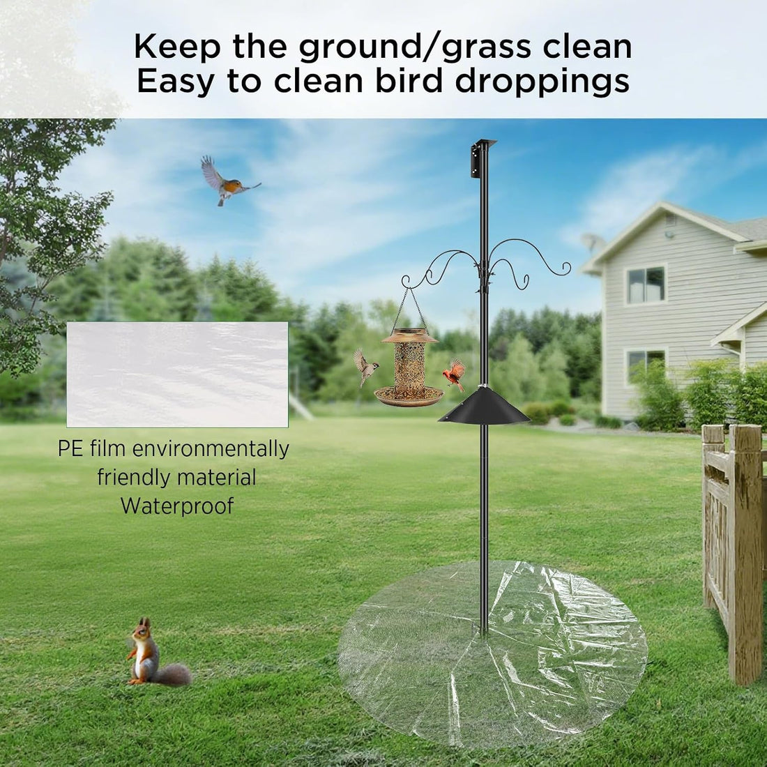 2 PCS 47.24 Inch Bird Seed Catcher for Pole