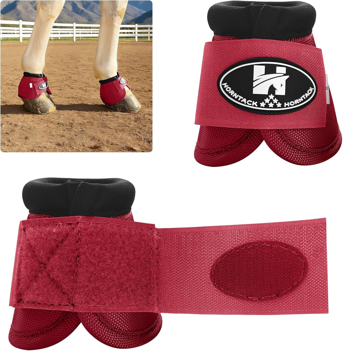 Horse Bell Boots for Outdoor Sports(Raspberry, XL)