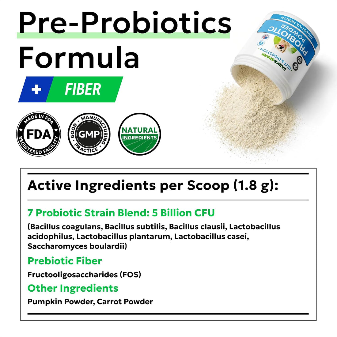 BARK&SPARK Dog Probiotics Powder — Advanced Vet-Formulated Formula