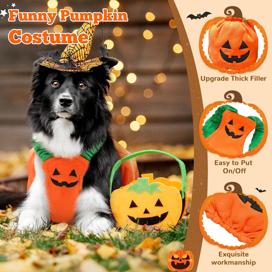 PETCARE Funny Pumpkin Dog Halloween Costume Pet Dog Cat Thick Plush