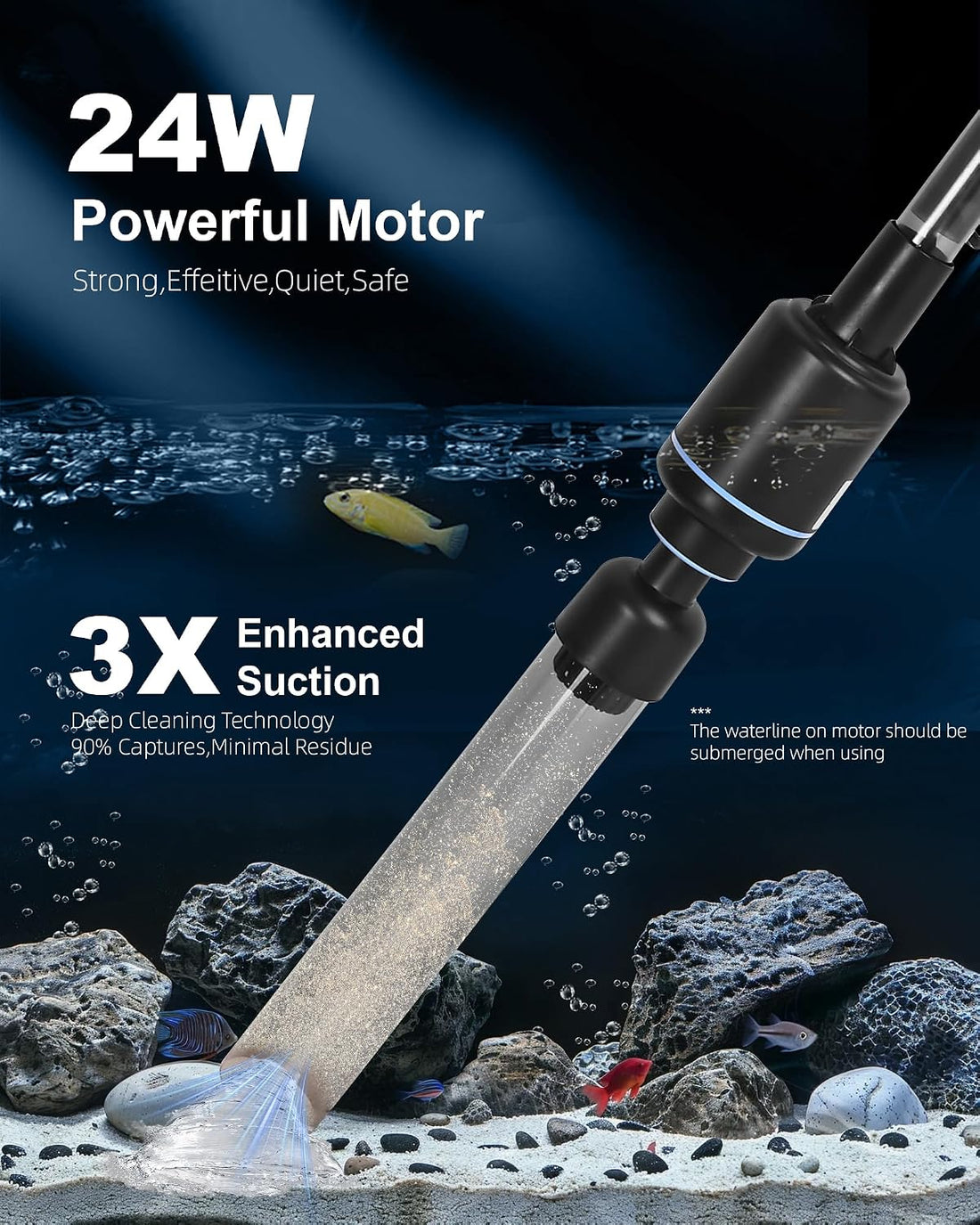 Gravel Vacuum for Aquarium Fish Tank Cleaner Siphon Pump Water
