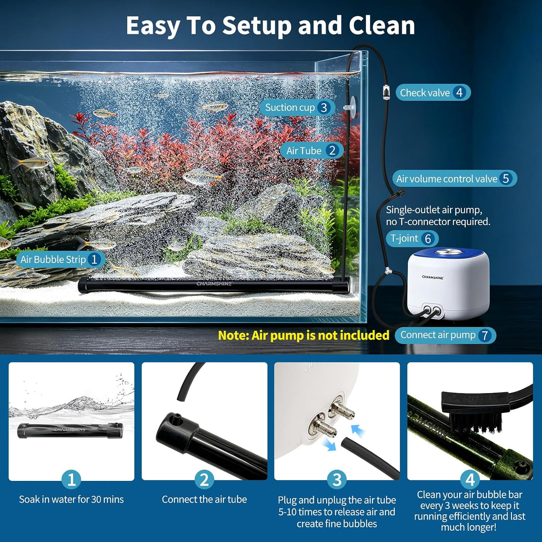 Aquarium Bubble Wall 5.9" Air Stone Bar,Nano Fiber Bubble Curtain