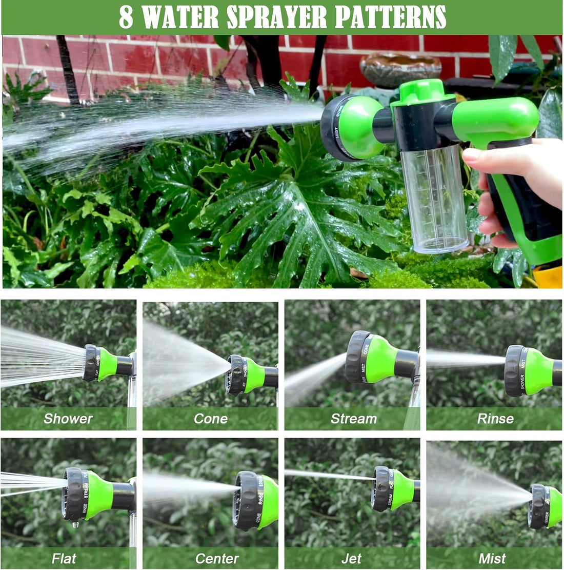 Dog Wash Sprayer Outdoor, 8-in-1 Dog Sprayer Hose Attachment