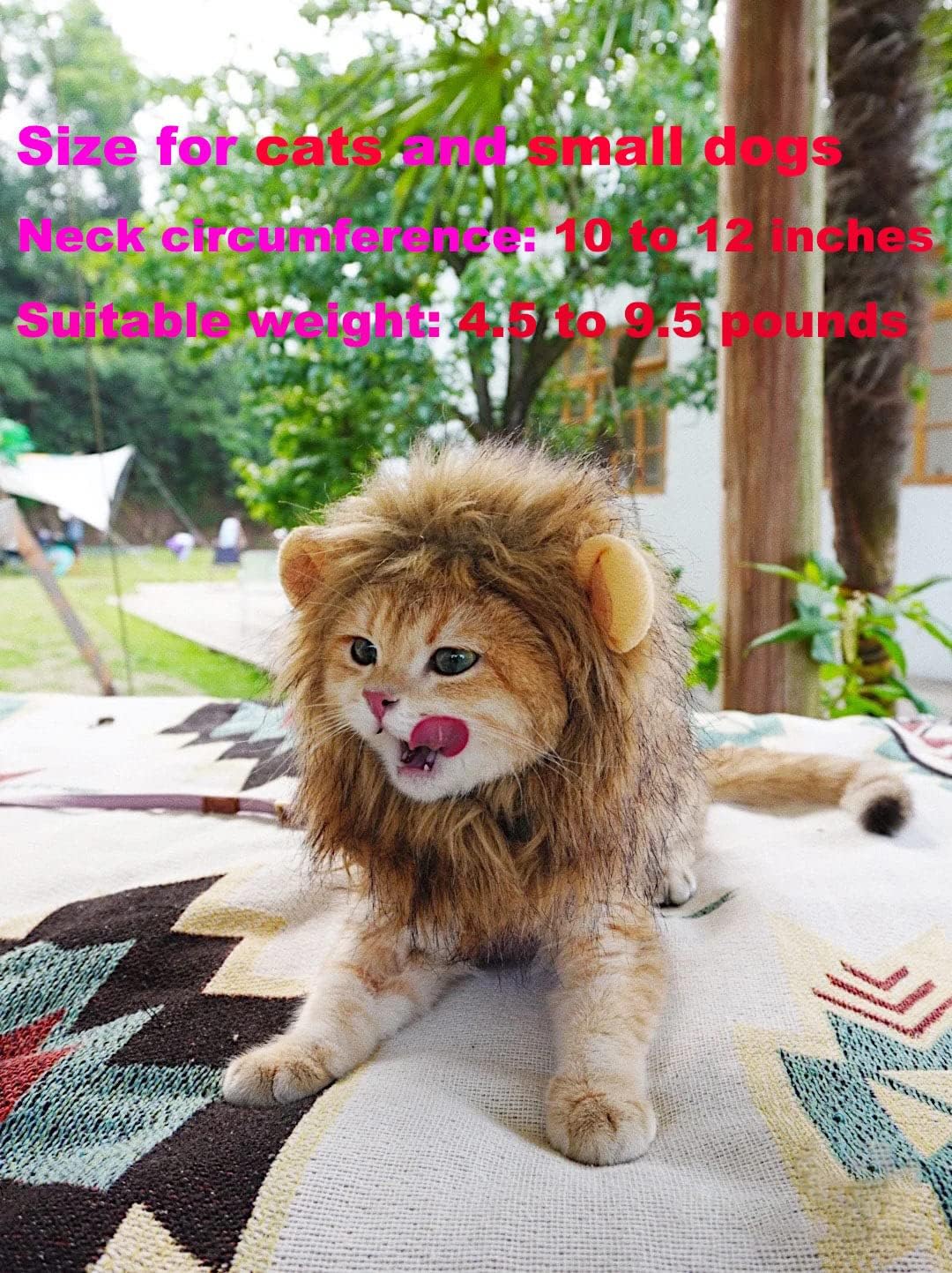 Lion Mane Wig for Cat Costume Pet Adjustable Washable Comfortable