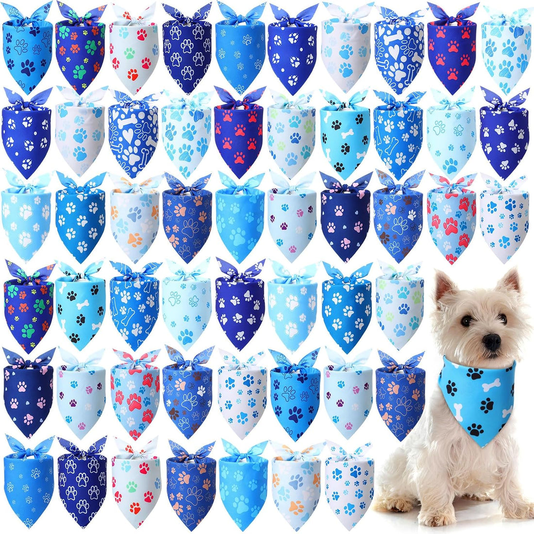 50 Pcs Halloween Dog Bandanas Bulk, Pumpkin Ghost Bat Skull Pattern