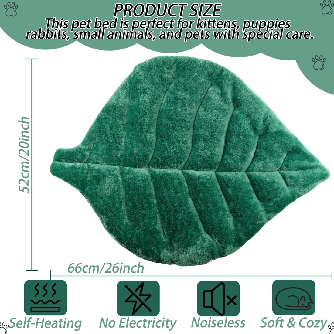 Romaneco Leaf Shaped Self-Warming Cat Bed Mat