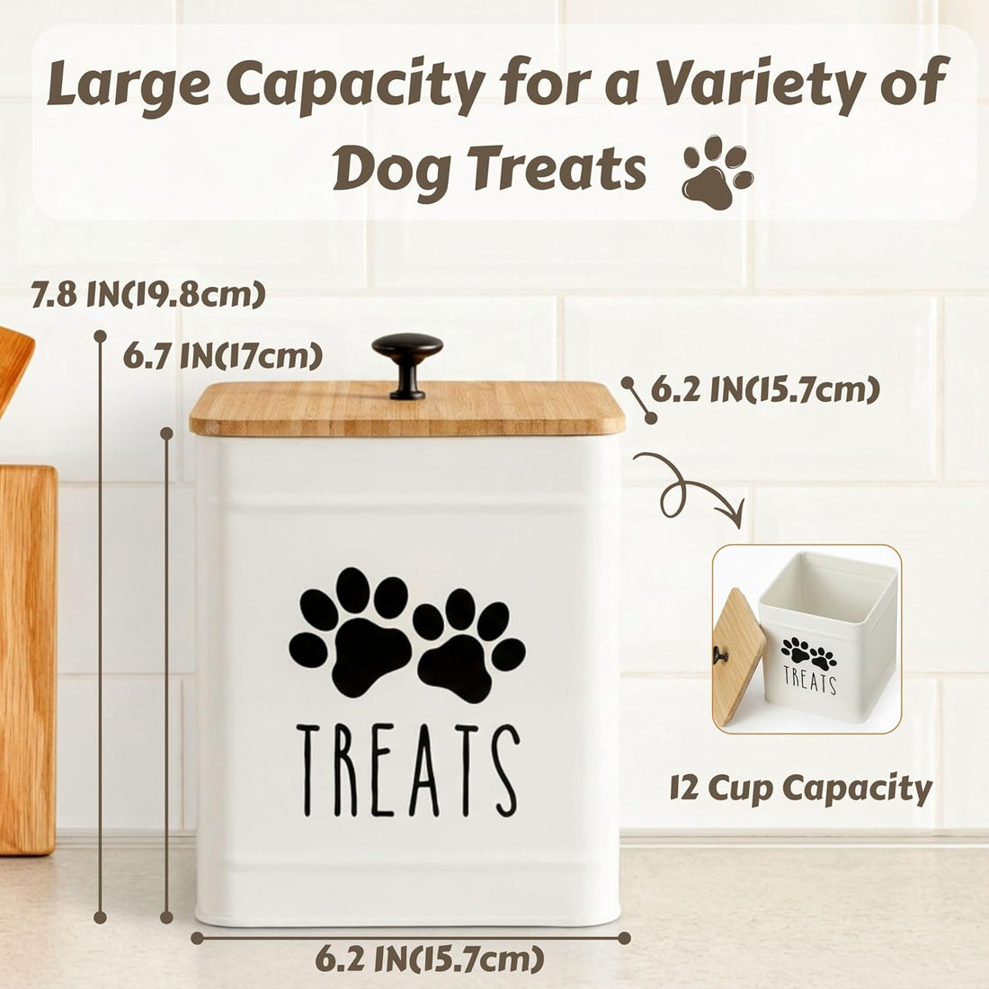 PERFNIQUE Dog Treat Container, Airtight Dog Treat Jar