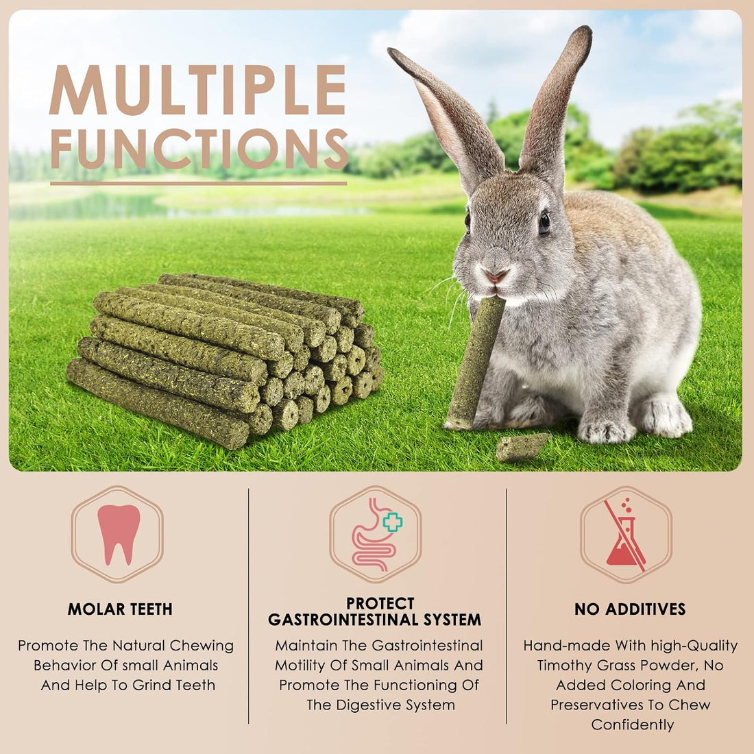 Bissap Timothy Hay Sticks for Rabbits 38PCS