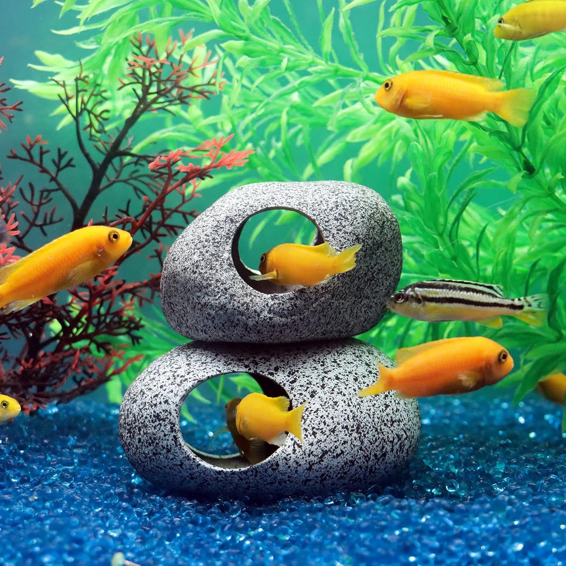Aquarium Decorations Rock,Stackable Fish Tank Decor Cave