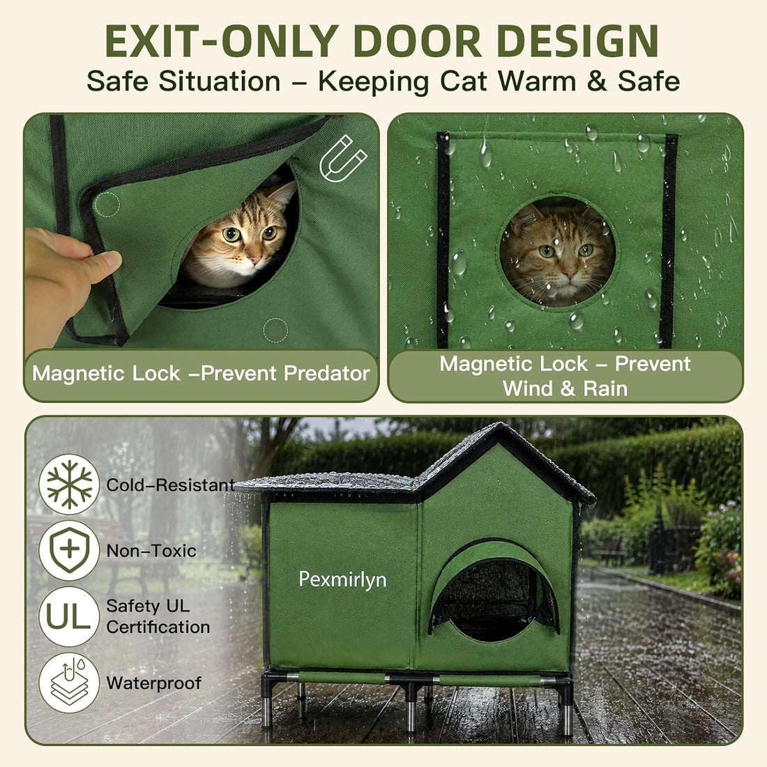 Large Heated Outdoor Cat House for Outside Winter