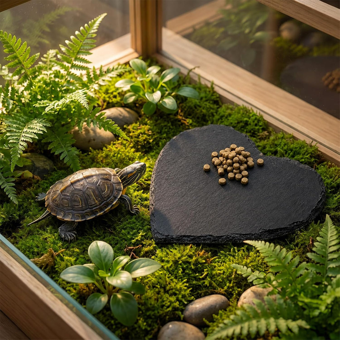 Basking Rock Slate Rocks for Reptiles Basking Platform 5.9 × 5.9 Inch