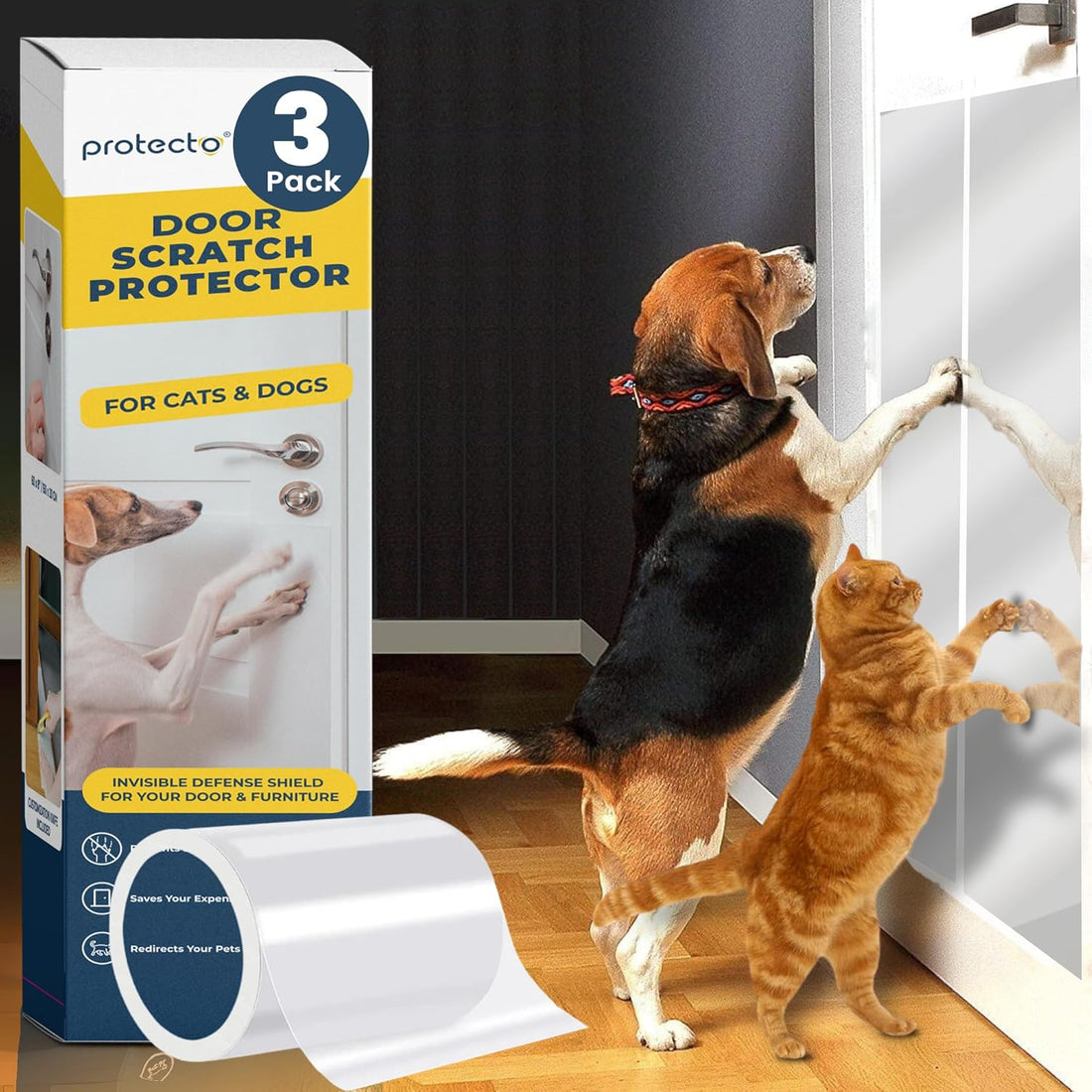 PROTECTO Door Protector from Dog Scratching w/Utility Knife