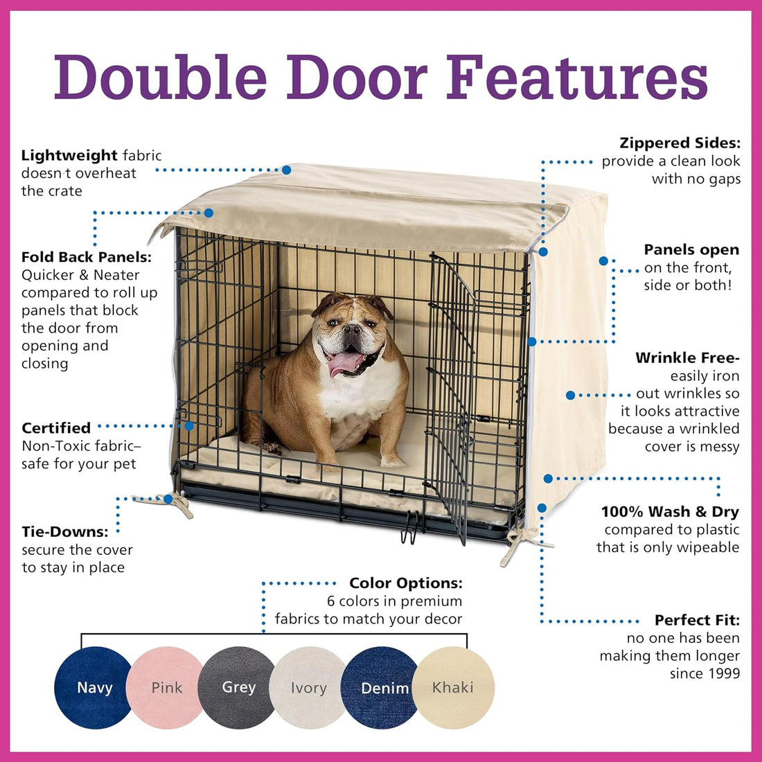 Pet Dreams Dog Crate Cover, Pink, X Small, 18"