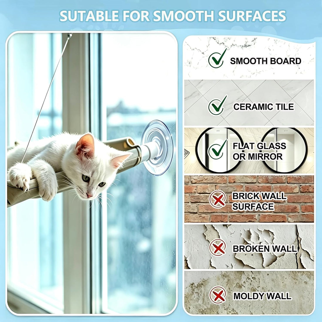 4 Pack Powerful Cat Window Perch Suction Cup with Screw and Nut,3.3