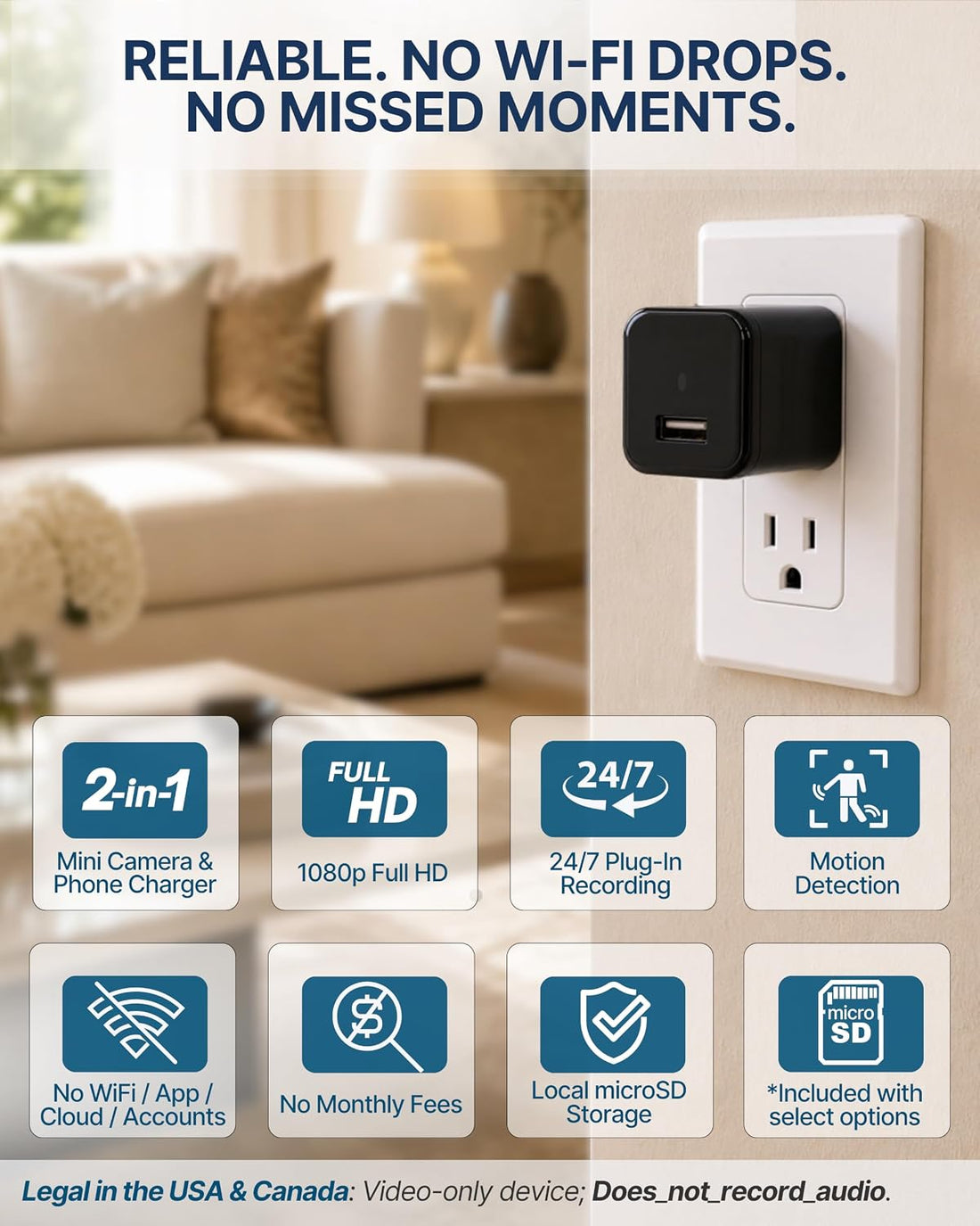 Plug-in Full HD Dome Camera - Premium Reliable 1080p Pet Cam