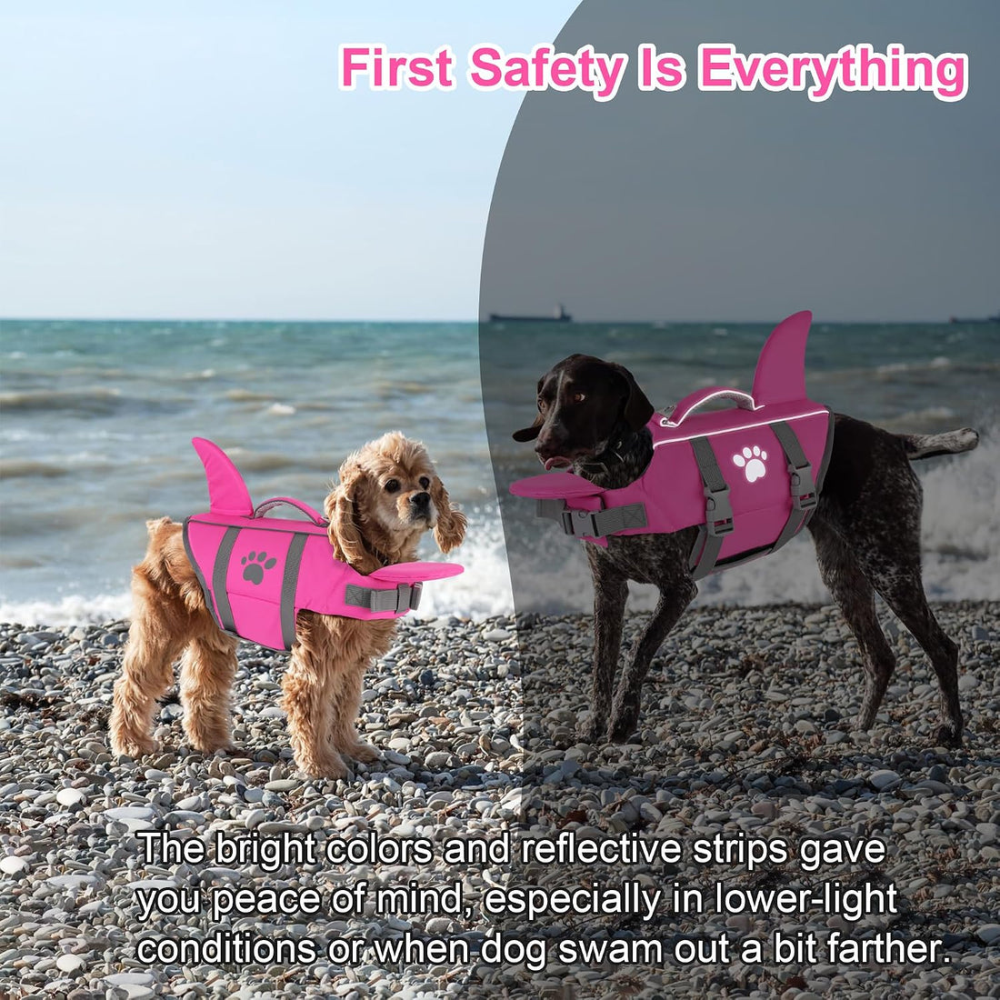 Dogcheer Dog Life Jacket Shark with Rescue Handle