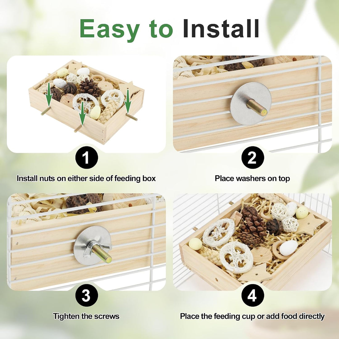 Bird Foraging Toys Box, Wooden Foraging for Bird, Wood Color M