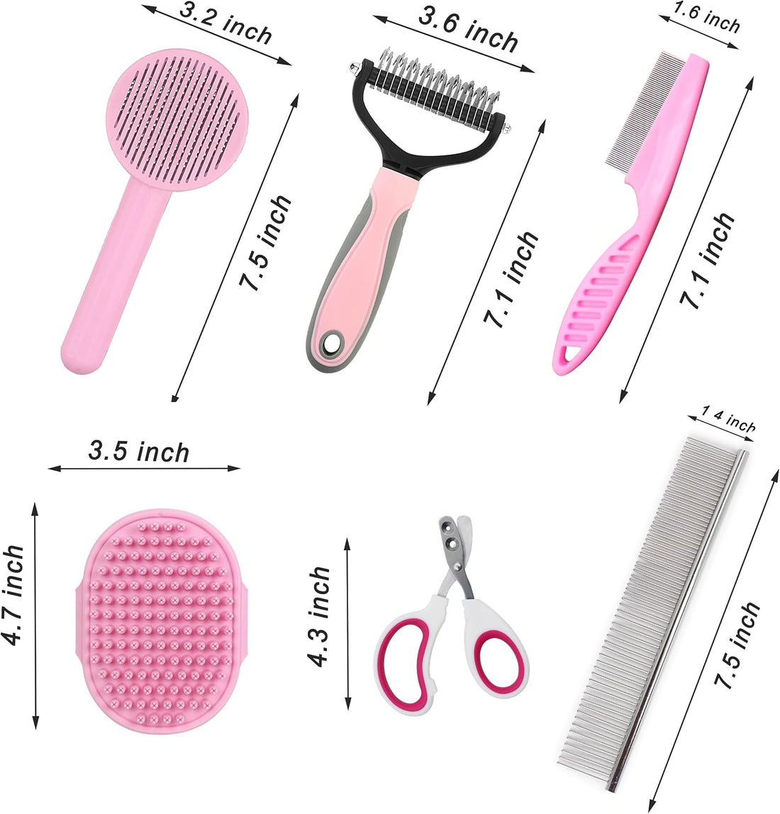 POSAPET Cat Grooming Brush Kit 6 Tools