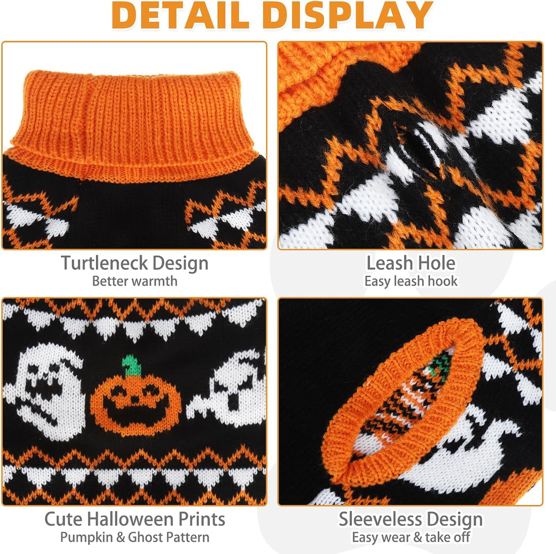 KOOLTAIL Halloween Dog Sweater, Cold Weather Pullover Classic Knitwear