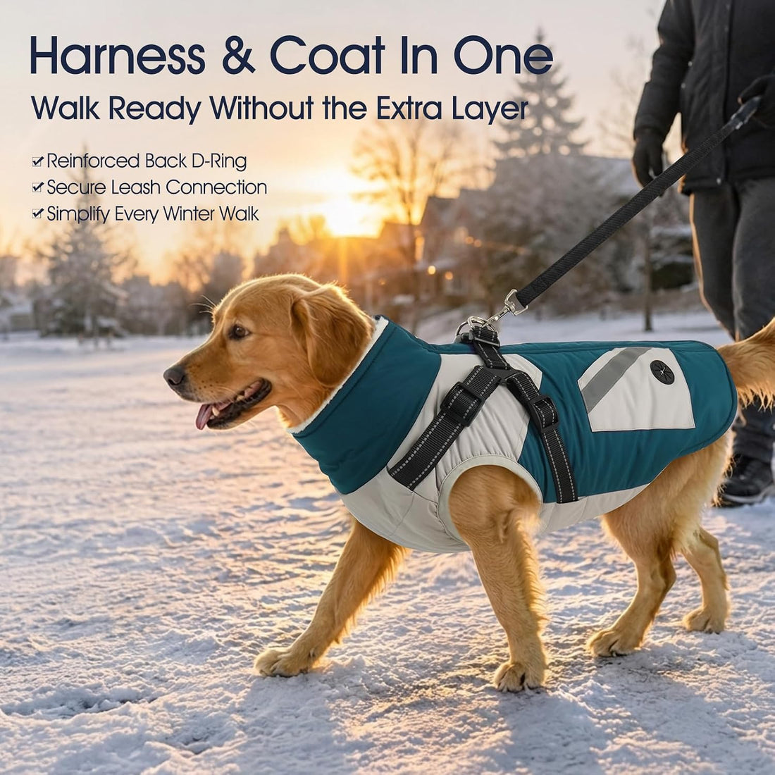 Dog Coat for Large Dogs Waterproof Dog Winter Jacket with Harness