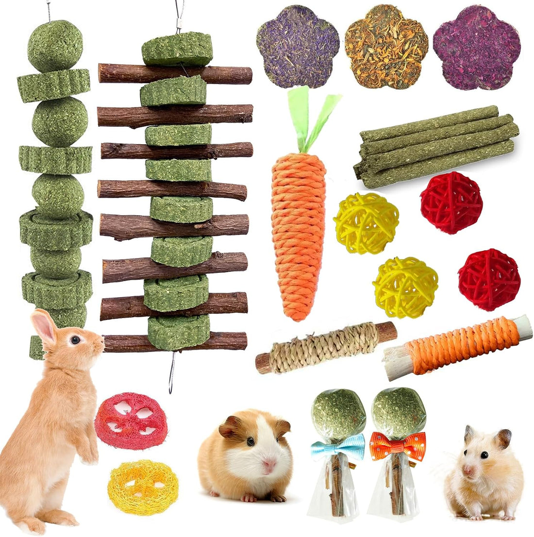 WDEFUN 21PCS Rabbit Chew Toys for Teeth Grinding