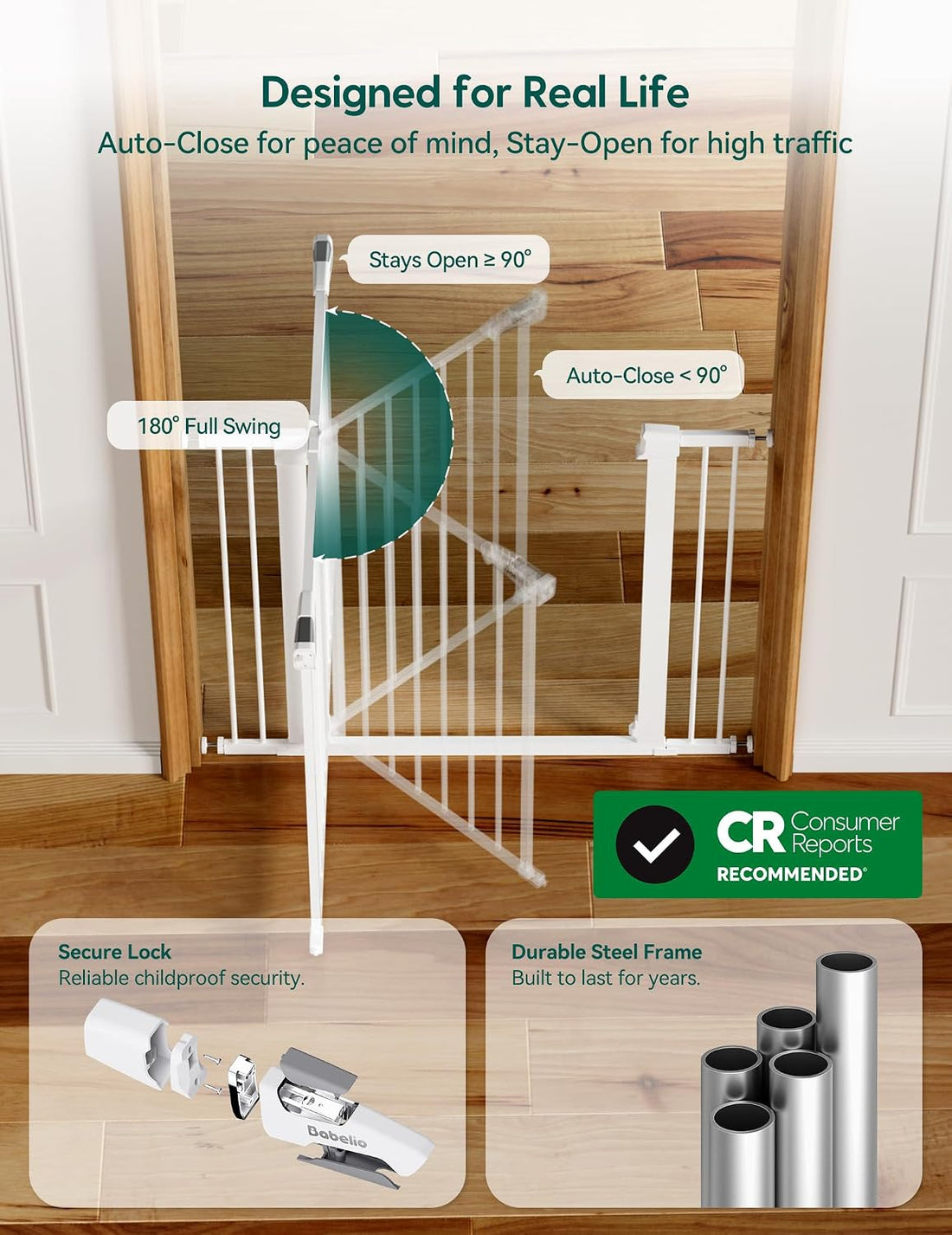 BABELIO Safety Gate Door Fits for Stairs