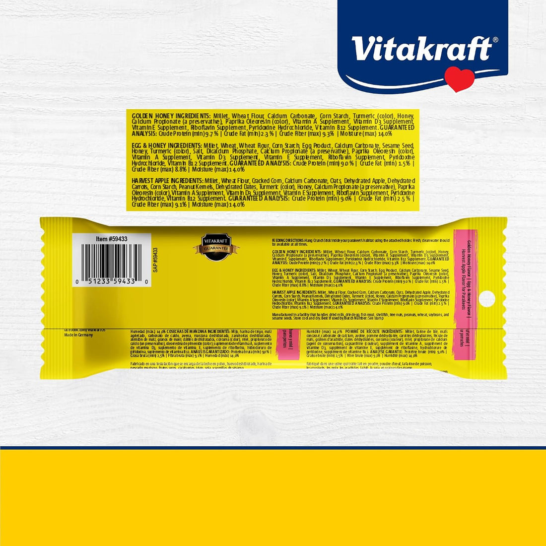 Vitakraft Crunch Sticks Parakeet Treat Variety Pack - 3 Sticks