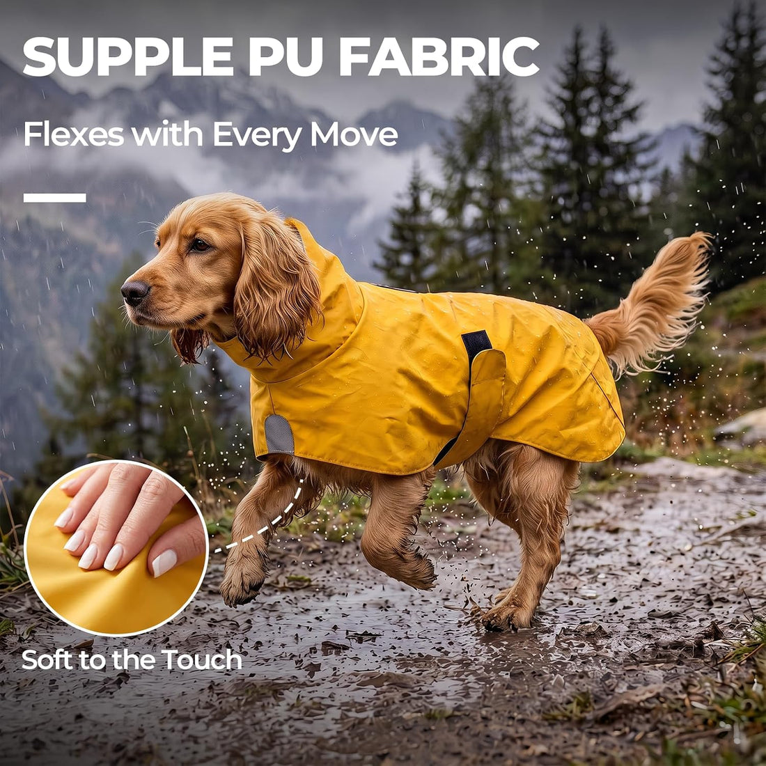 Easy-On PU Dog Raincoat, No Leg Holes