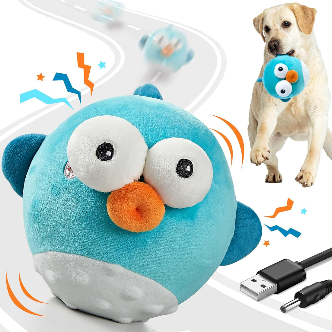 GUKCO Interactive Dog Toys, Moving Ball Toy with Jumping & Music