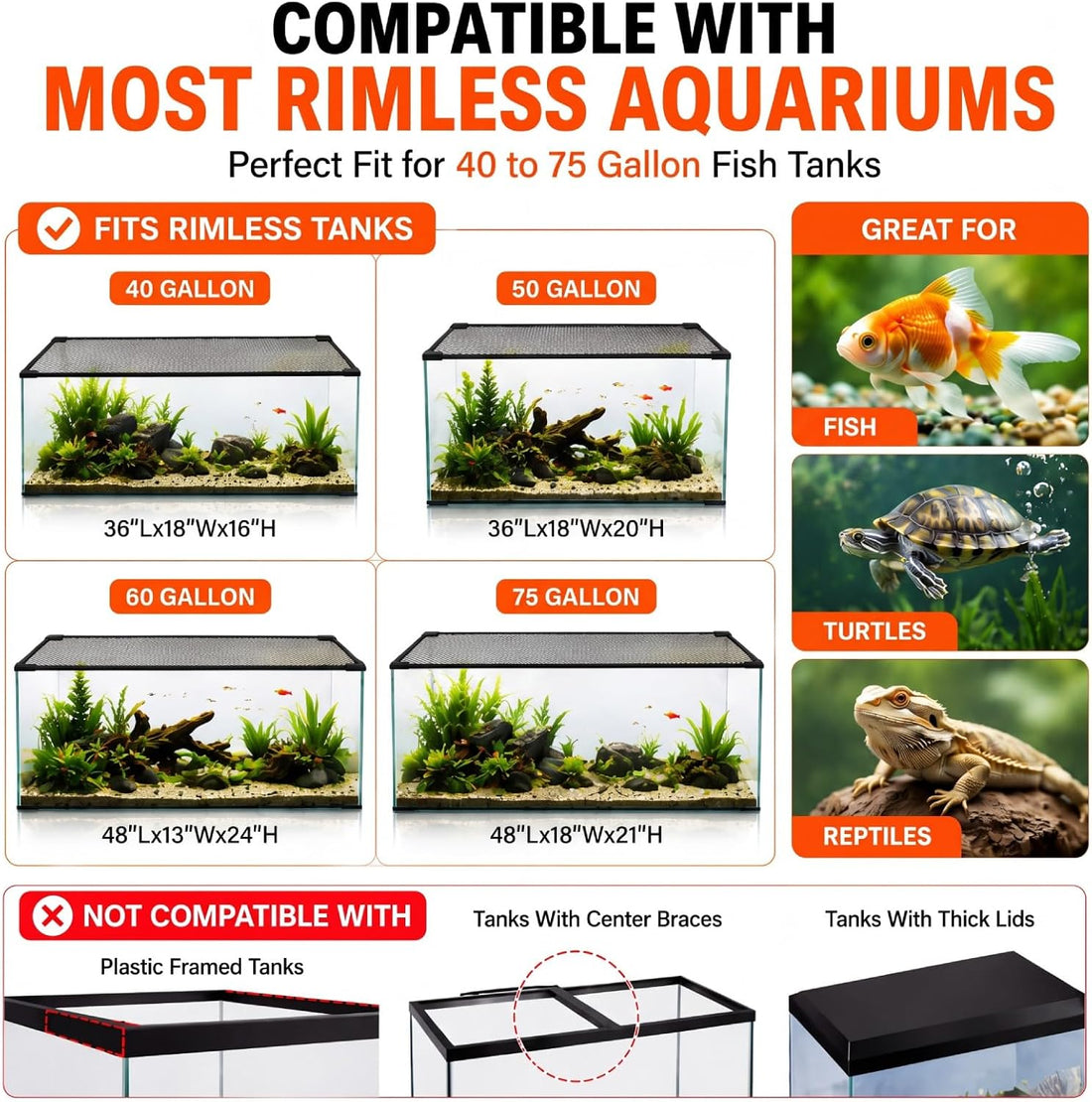 Magnetic Fish Tank Lid Aquarium Top Cover Anti-Jumping Mesh Net