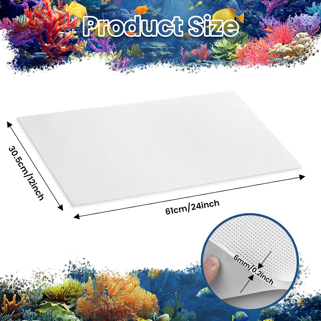 12 x 24 Inch Fish Tank Pad, 6mm Aquarium Leveling Mat, White