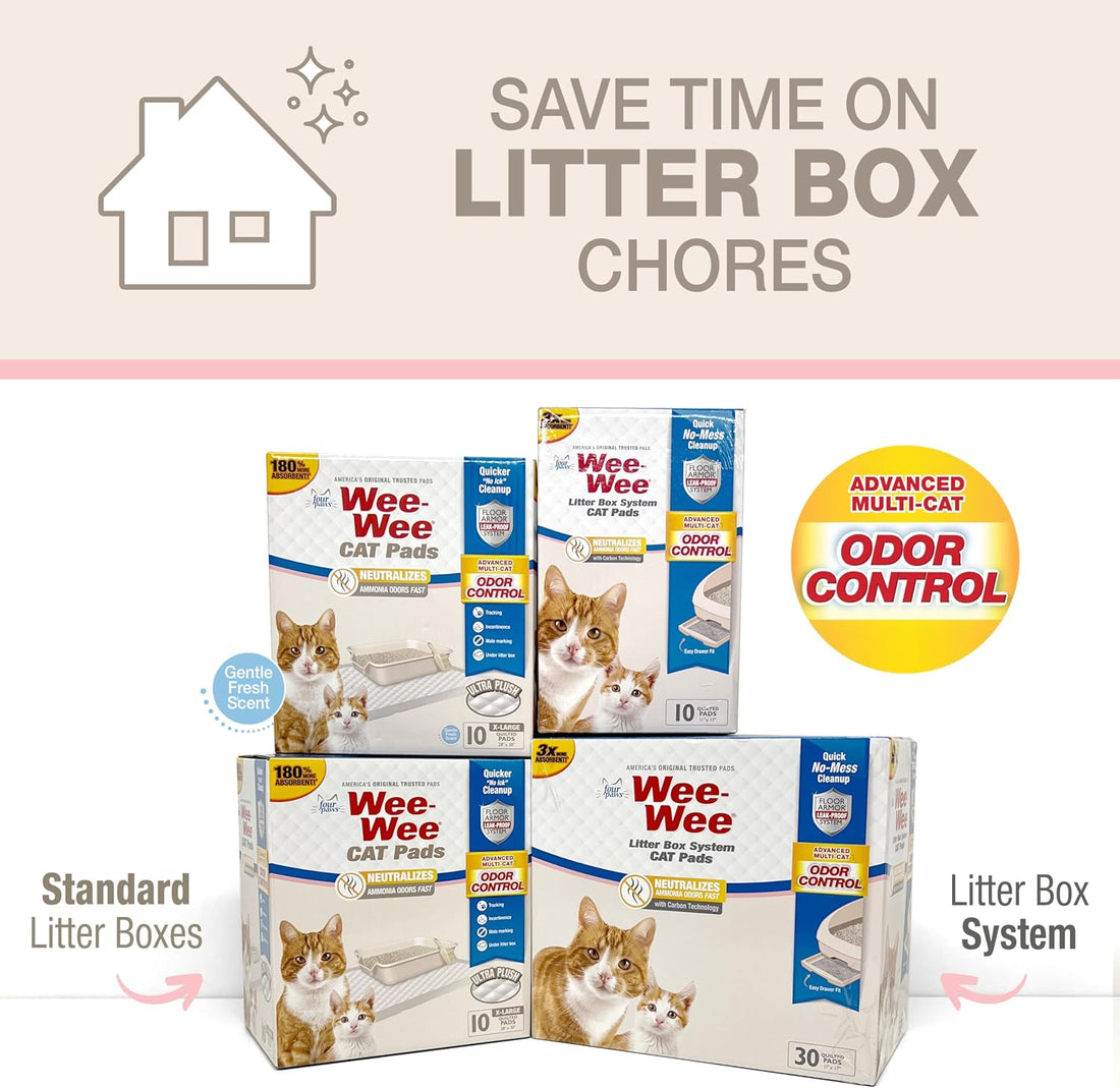 Four Paws Wee-Wee Cat Pads, Fresh Scent, 10 Count
