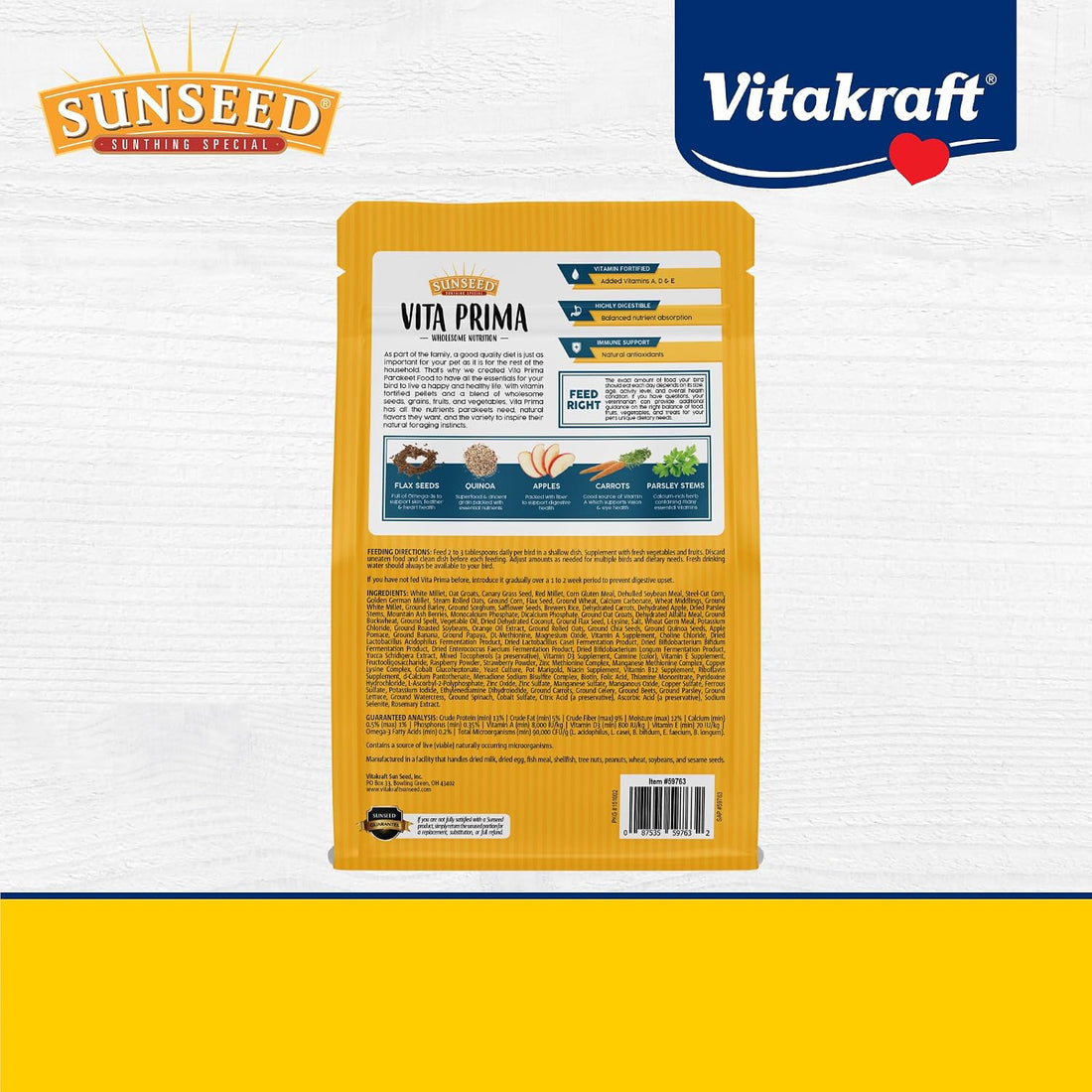 Sunseed Vita Prima Parakeet Food 2 lb