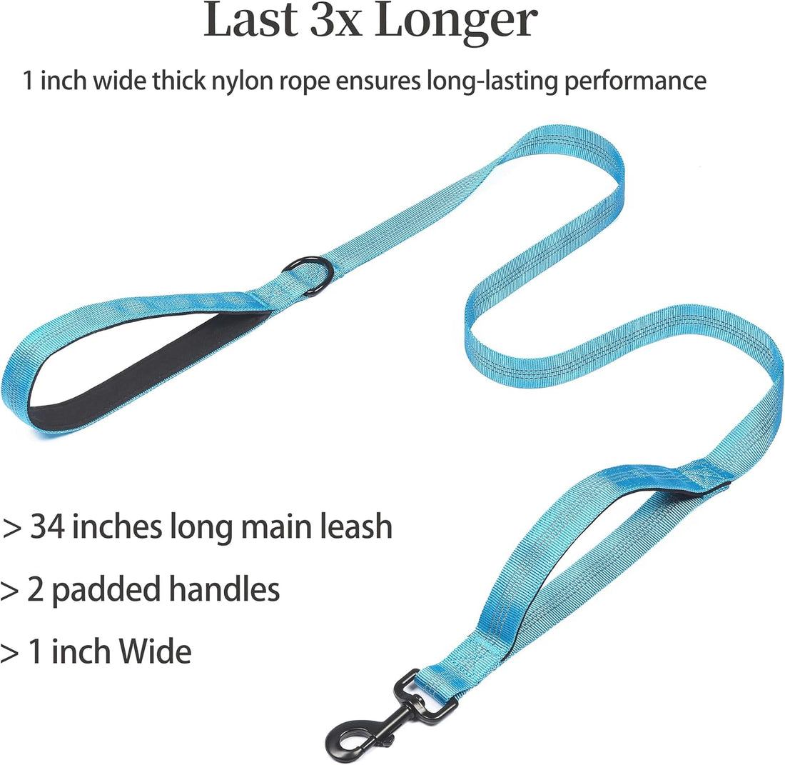 iYoShop Double Dog Leash with 3 Extra Traffic Handles, 15-120 lbs