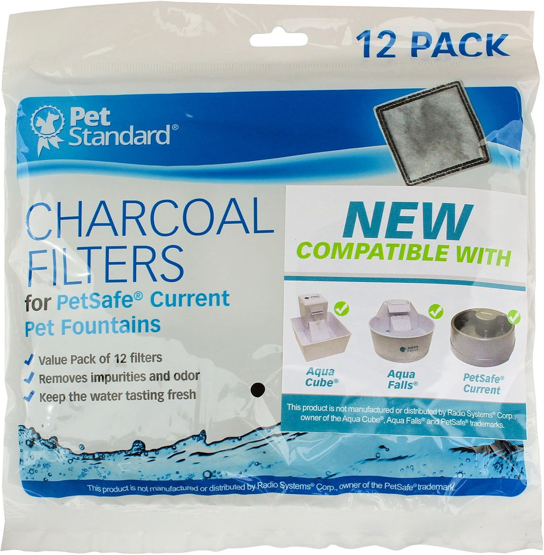 PET STANDARD Filters for PetSafe Current & Aqua Cube, 12-Pack