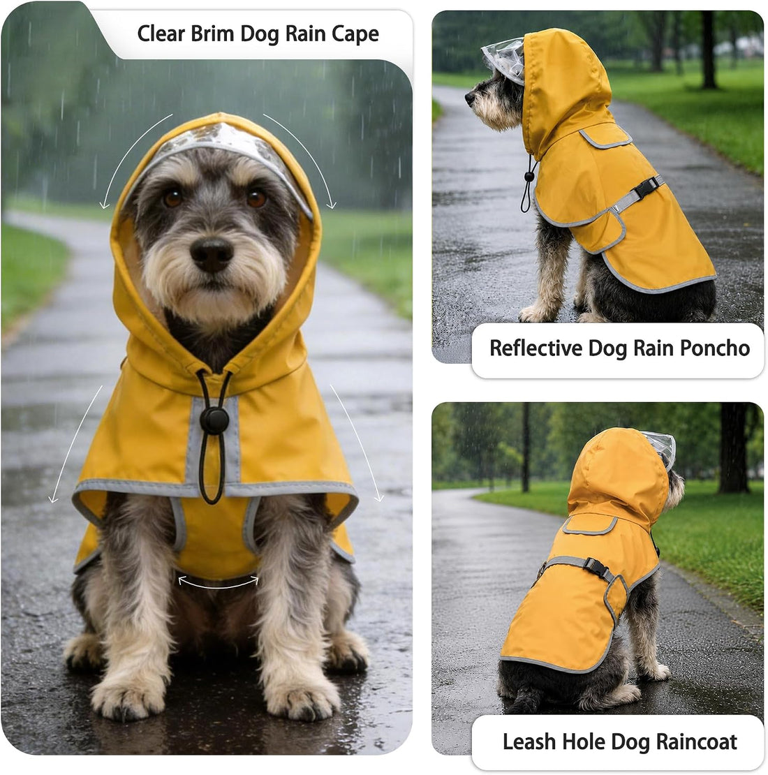 Dog Raincoat Waterproof Reflective Adjustable Hooded Windproof Jacket