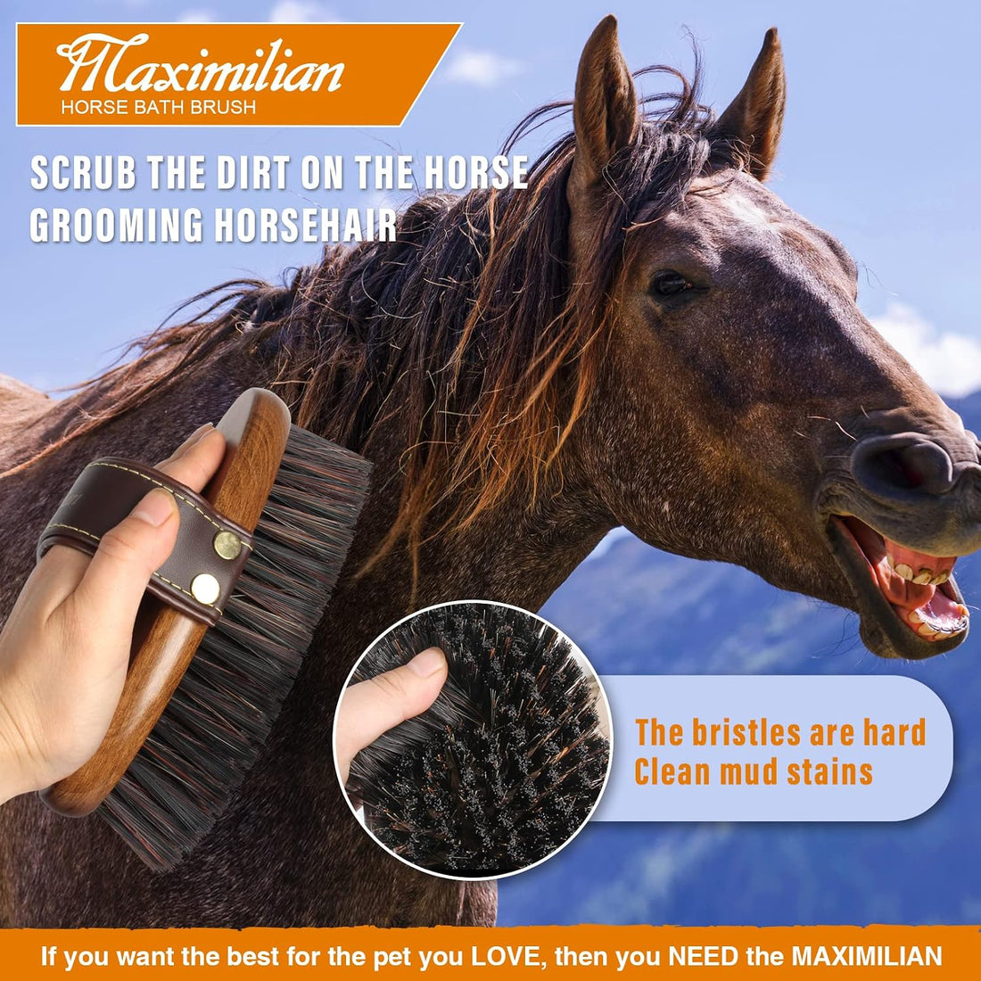 MAXIMILIAN Handmade Horse Brush Professional Horse Brushes