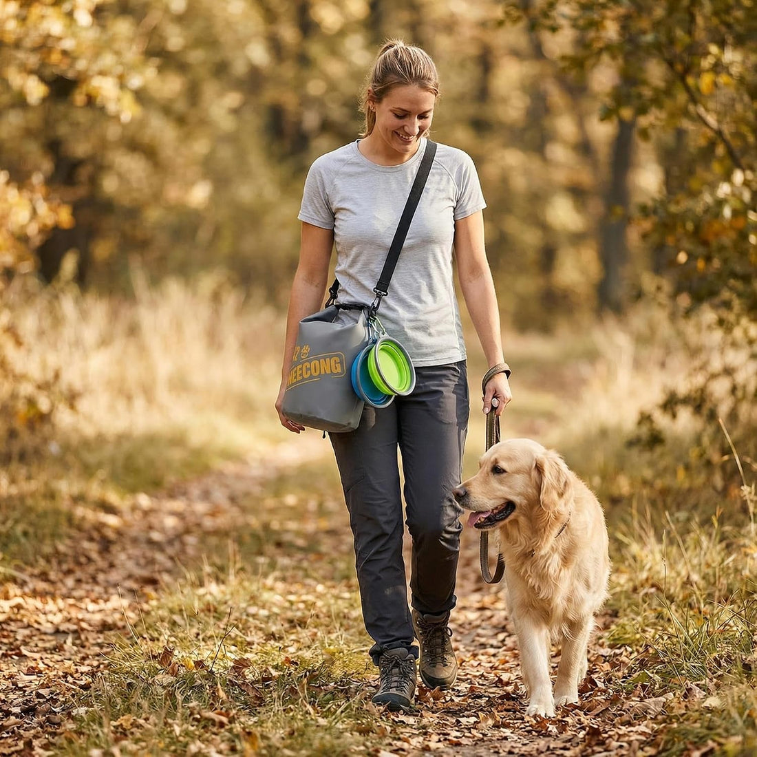 NEECONG Dog Food Travel Bag With Collapsible Travel Bowls