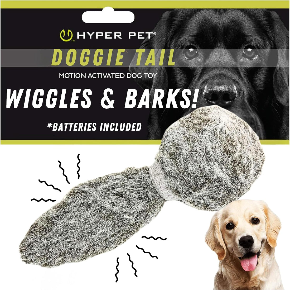Hyper Pet Doggie Tail Interactive Plush Automatic Dog Toy, Wiggles