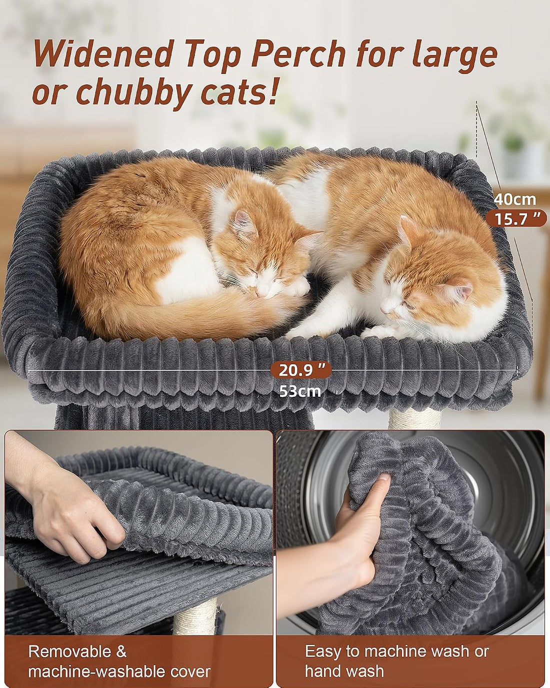 22.8" Cat Tree for Large Cat, 20.9 * 15.7in Large Perch