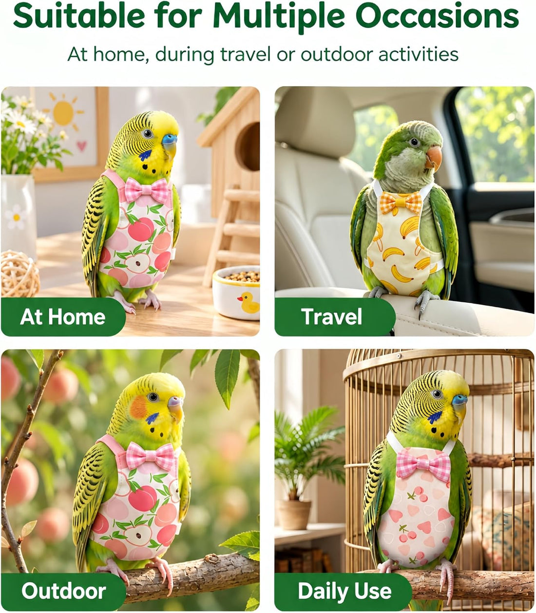 8Pcs Bird Diaper Set, Cockatiel Diaper & Parakeet Diaper
