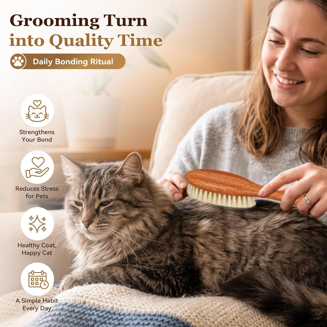 DEBETOOL Soft Cat Brush and Comb Set for Short Haired Cats