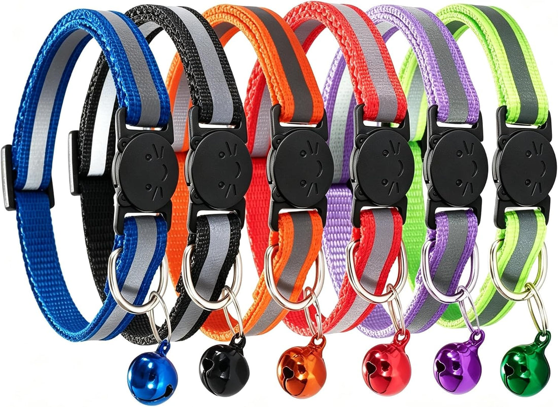 6Pack Cat Collars Quick Release Reflective Kitten Collars with Bell