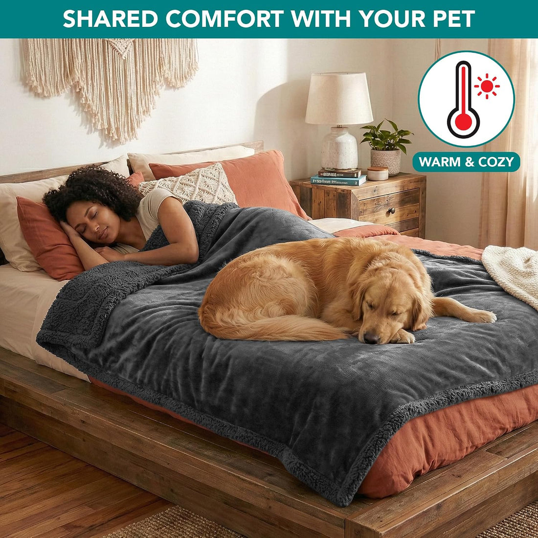 PetAmi Waterproof Dog Blanket for Couch, Extra Large 80x60