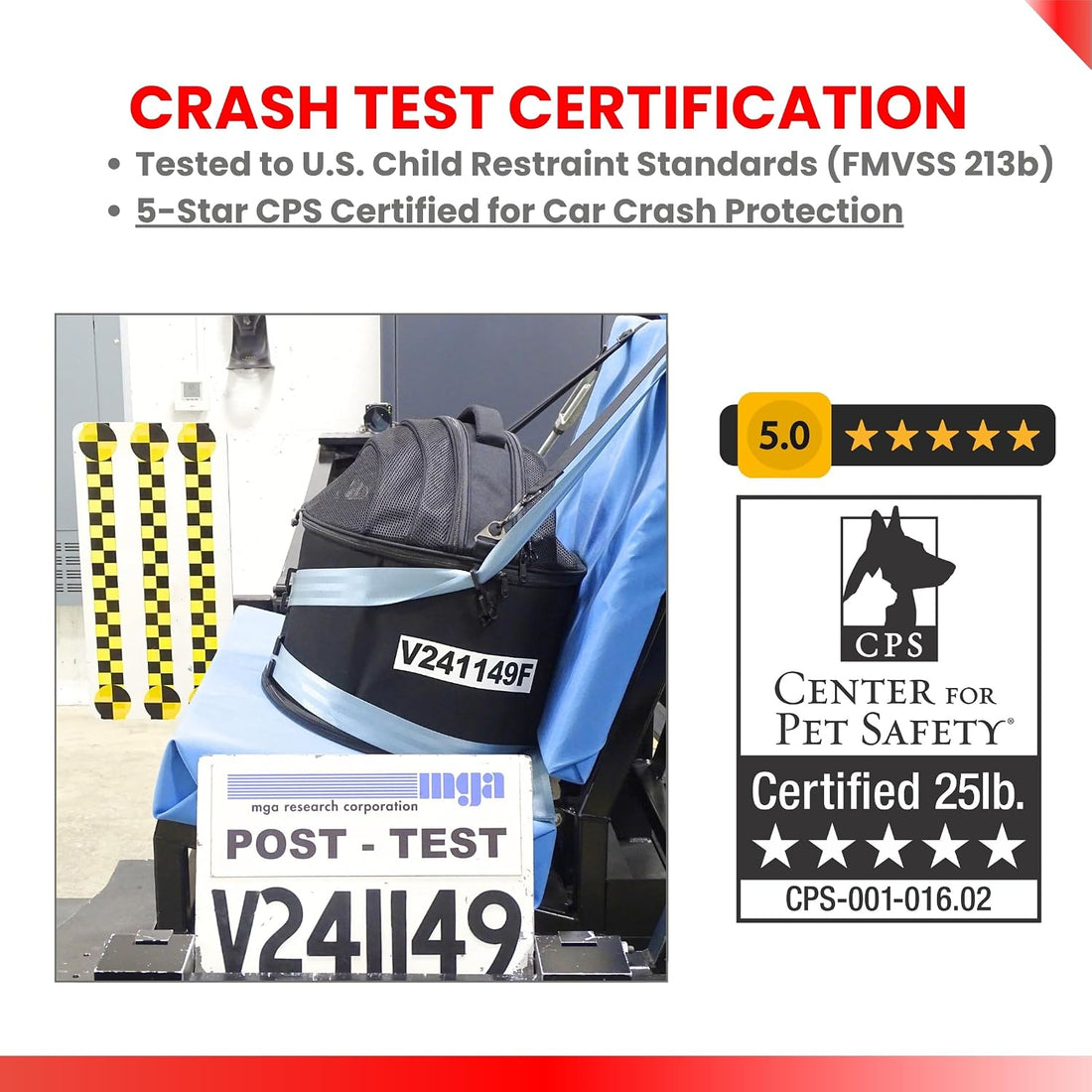 Crash-Tested Small Dog Car Seat | CPS Certified Crash Protection