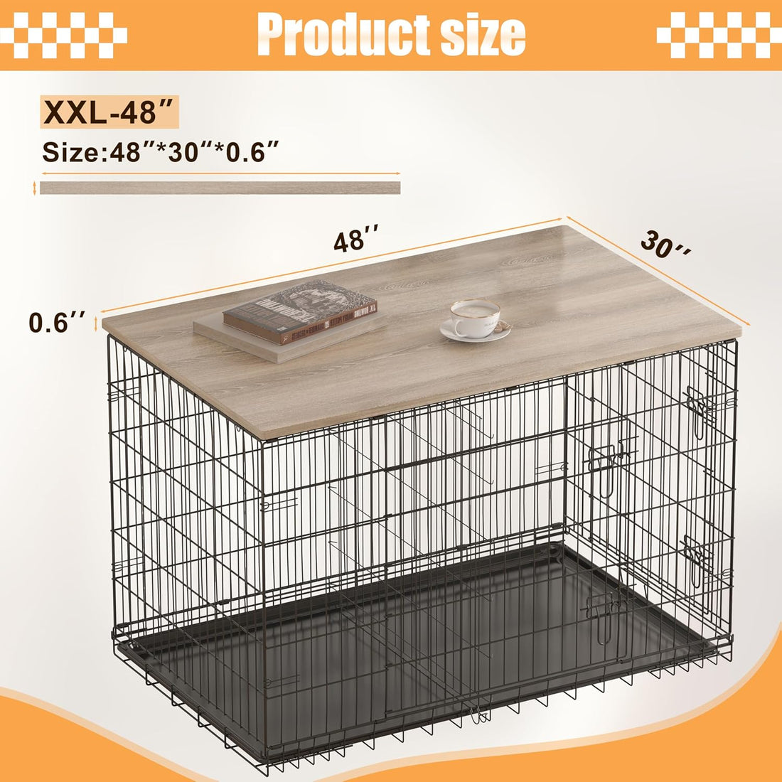 Piskyet Dog Crate Topper Wood Countertop