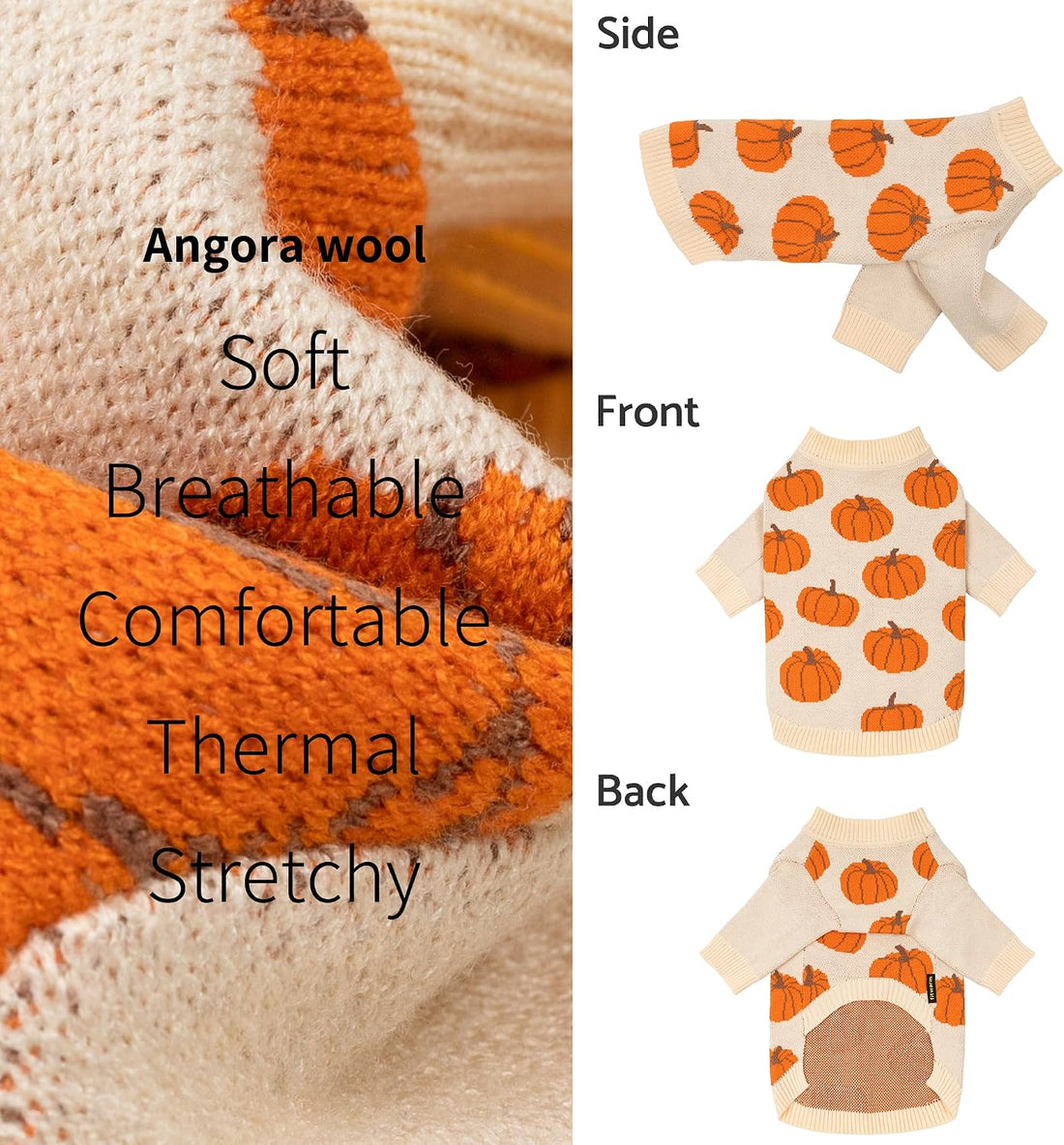 Fitwarm Pumpkin Dog Sweater, Thanksgiving Outfit for Small Dogs Boy
