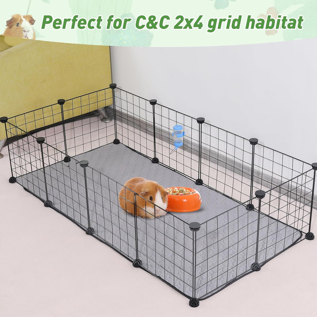 2Pack Guinea Pig Cage Liners, 24''X48'' Washable Guinea Pig Pee Pads