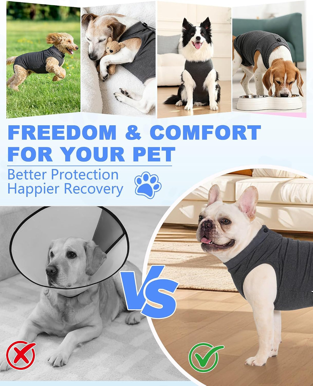 ANWA Recovery Suit for Dogs After Surgery, Breathable Dog Onesie